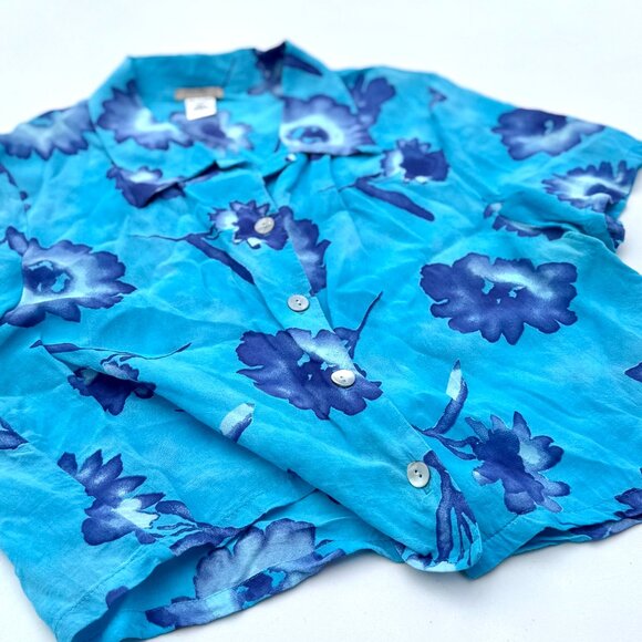 Vintage Life Styles, Floral Cropped Button Down Shirt - Picture 4 of 4